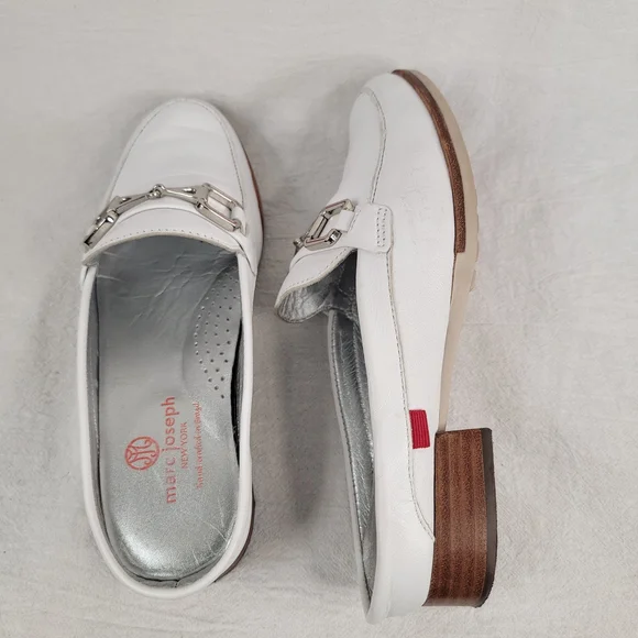 Marc Joseph New York Park Ave Mule White Leather Loafer Slide Silver Bit Size 6 - Picture 2 of 14